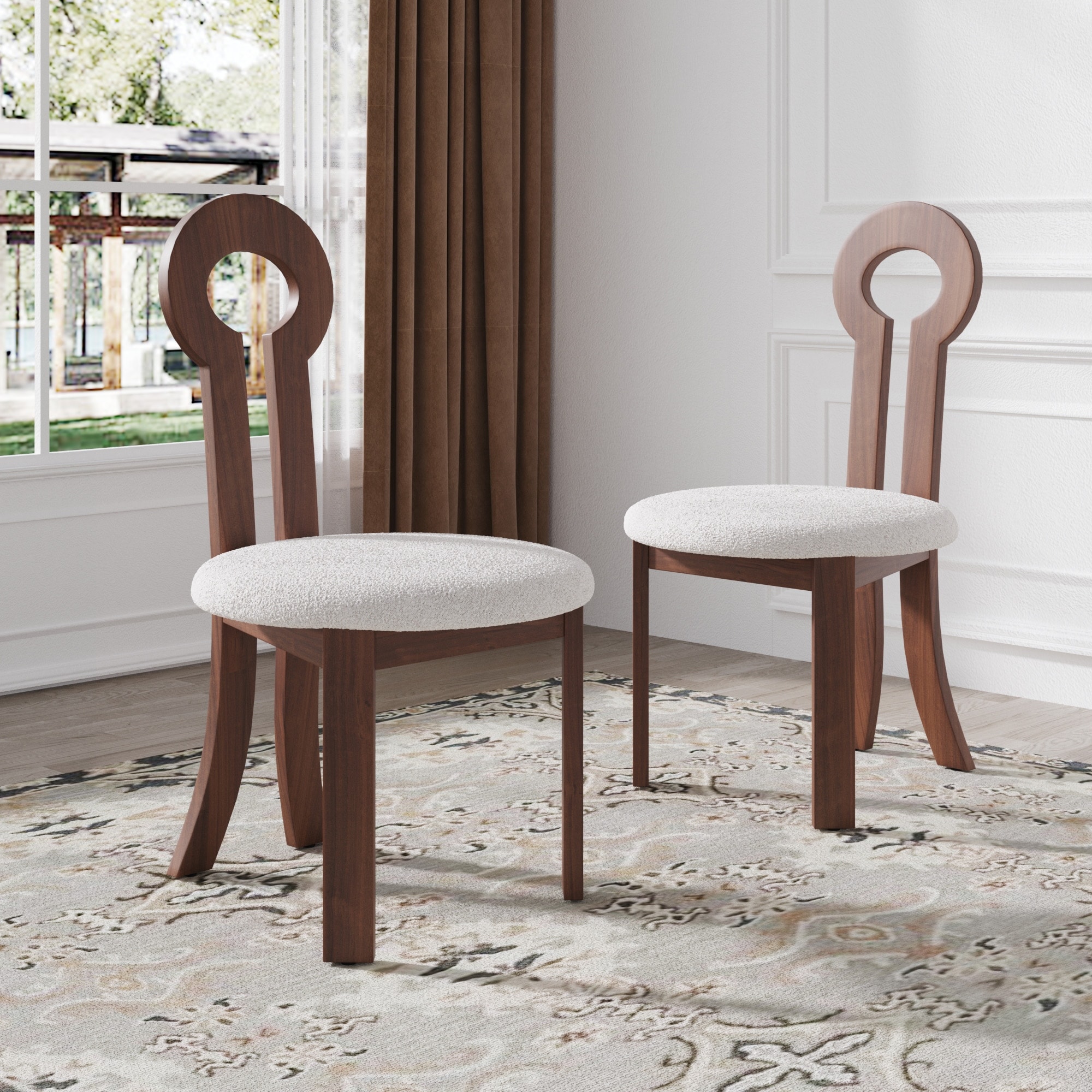 Modern Upholstered Dining Side Chair (Set of 2) with Solid Wood Frame
