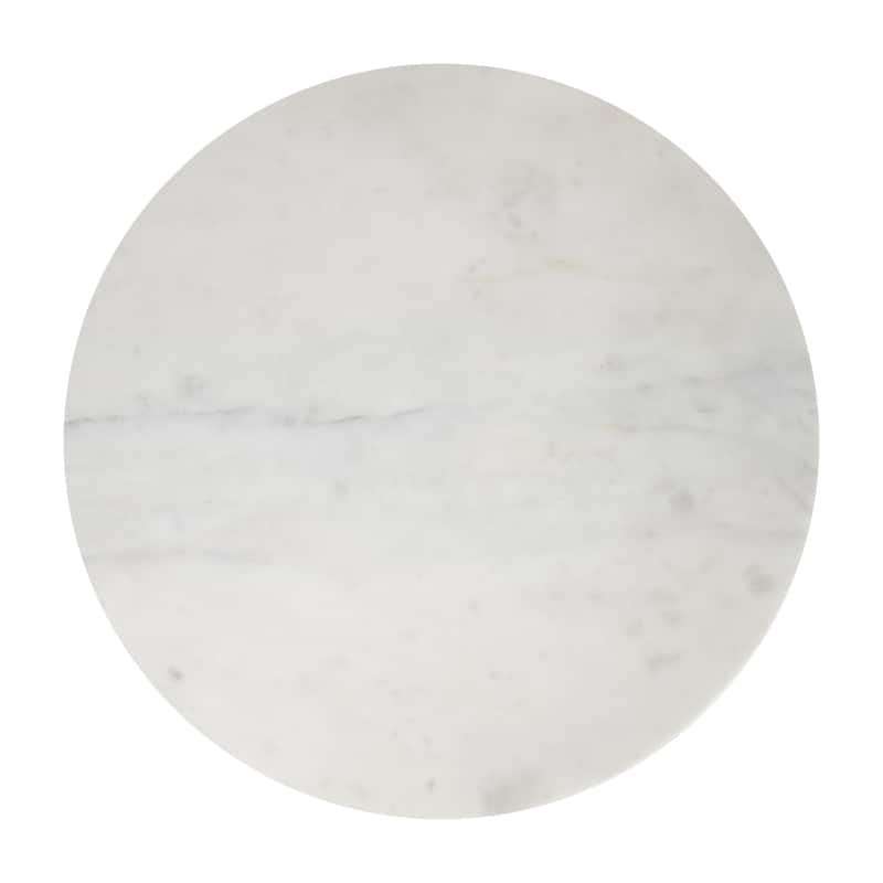 Aura 20" Contemporary Natural Marble/Metal Handmade Hourglass End Table, Black/White, by JONATHAN Y.