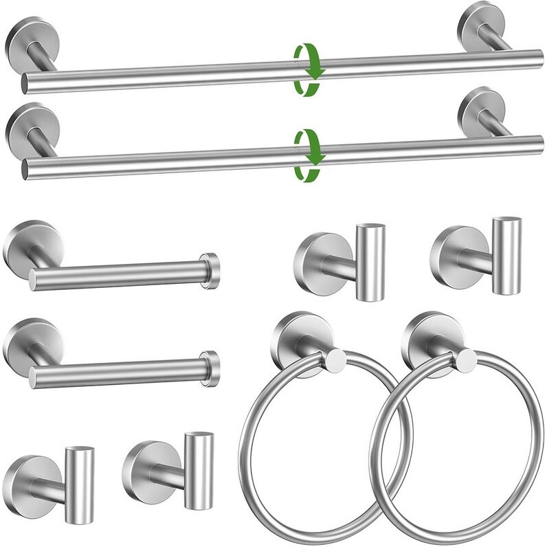 10 Pieces Stainless Steel Wall Mounted Bathroom Towel Rack Set