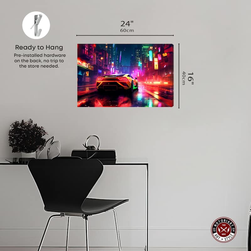 Notoriart City Night Drive Gallery Wrapped Car 1 Piece Canvas Wall Art