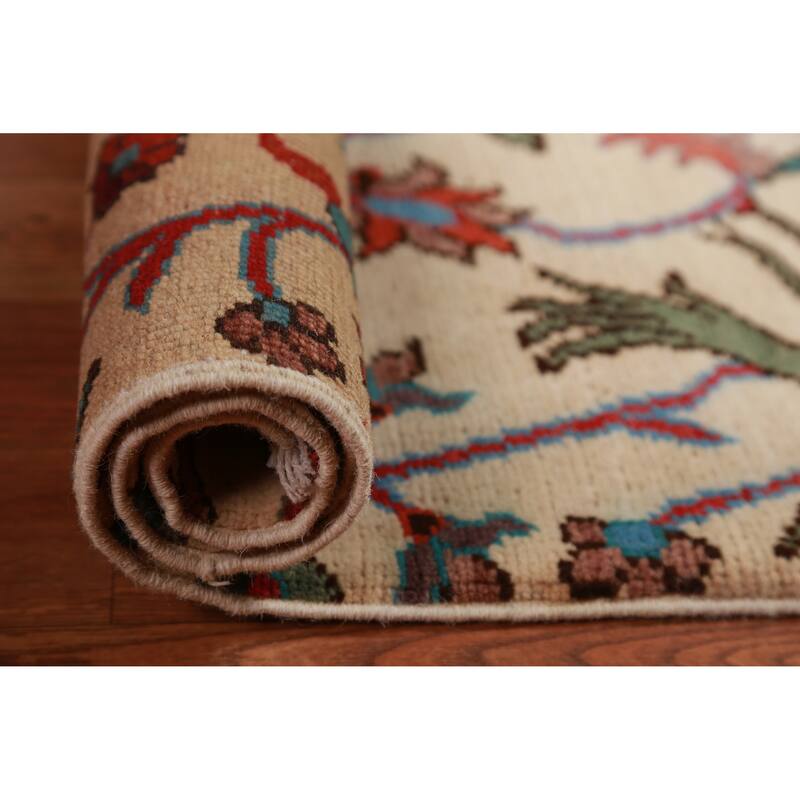 Traditional Kazak Oriental Foyer Rug Hand-Knotted Beige Wool Carpet - 2'0"x 3'0"