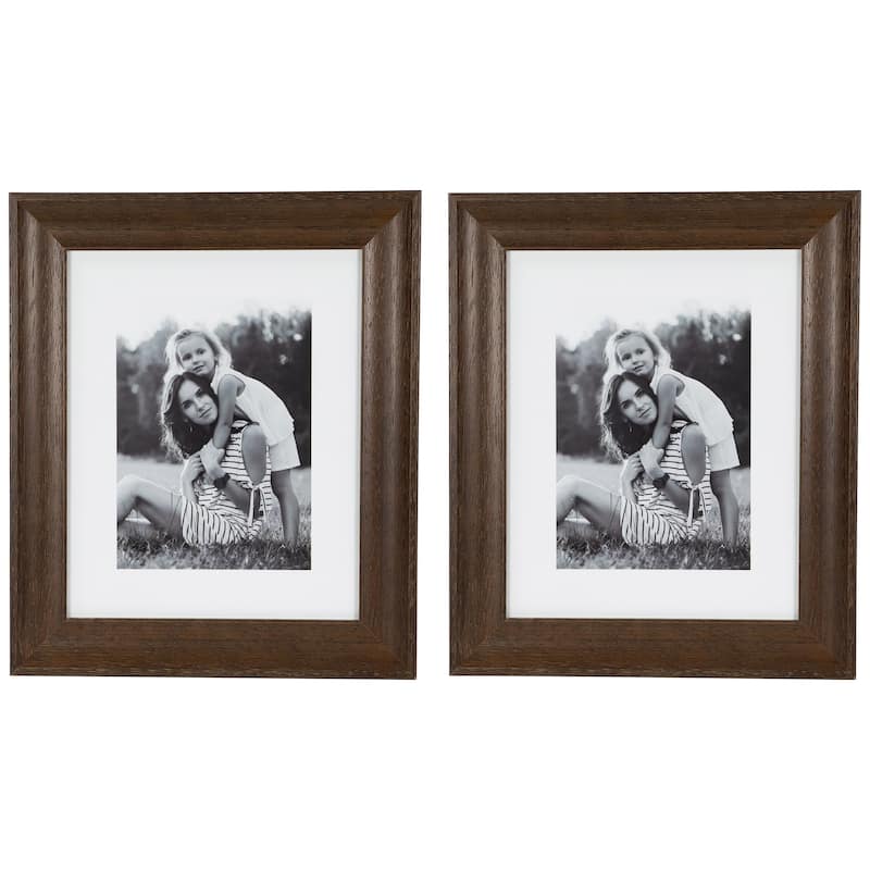 Wooden Picture Frames for 8" x 10" Photo - Dark Brown - Set of 2
