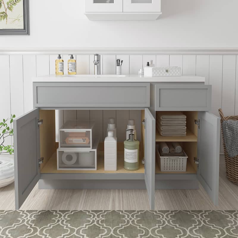 Vanity Art 48" Birch Freestanding Bathroom Vanity Cabinet without Top