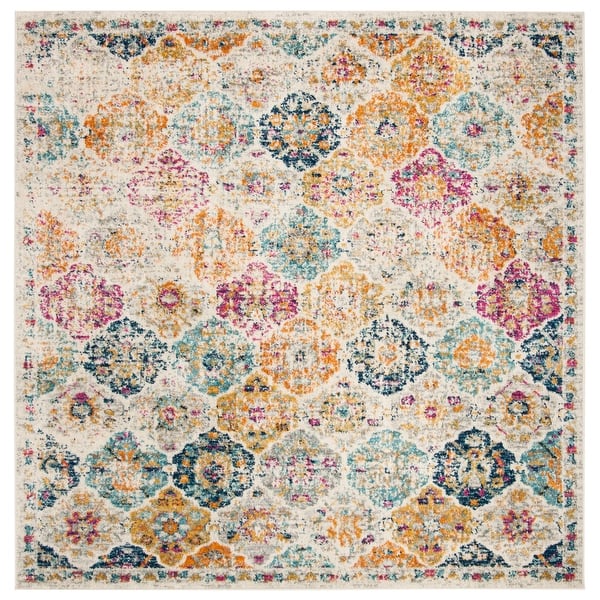 slide 2 of 24, SAFAVIEH Madison Avery Boho Chic Distressed Area Rug 10' Square - Cream/Multi - Square