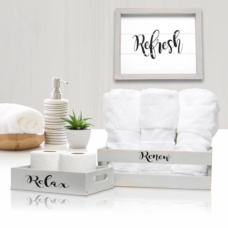 Elegant Designs Three Piece Decorative Wood Bathroom Set