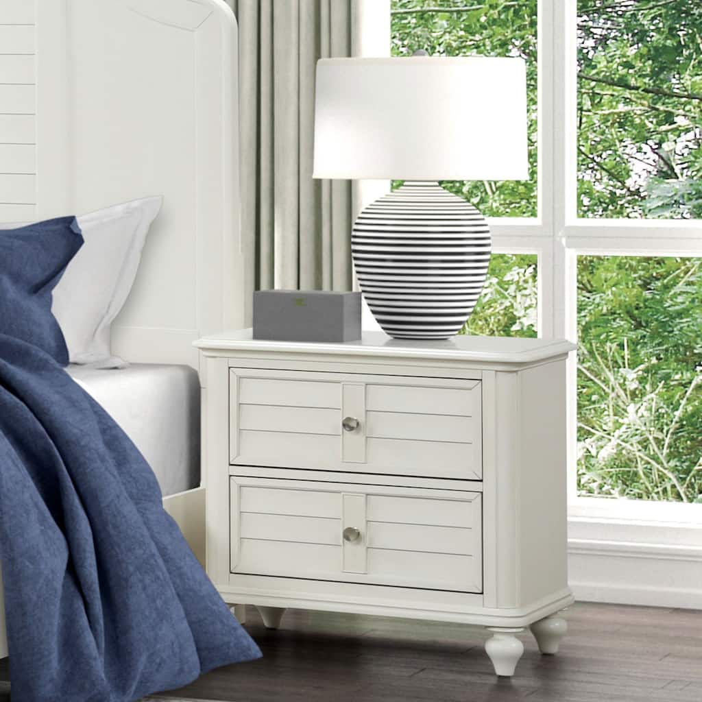 Furniture of America Skye Coastal Antique White Solid Wood 2-Drawer Nightstand