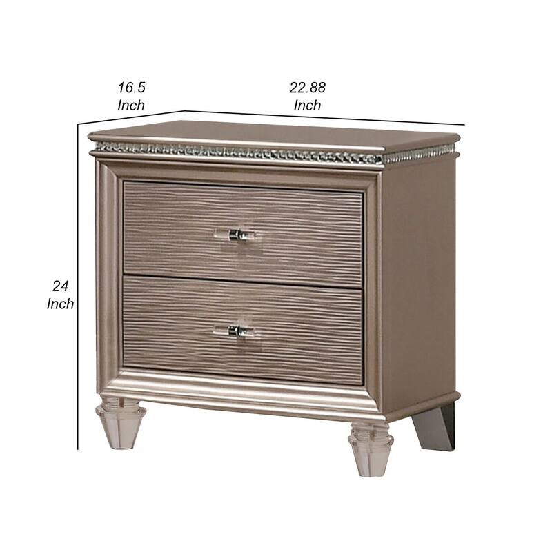 Gold 2 Drawer 22.88 in. W Nightstand with Sturdy Hardware and Ample Storage