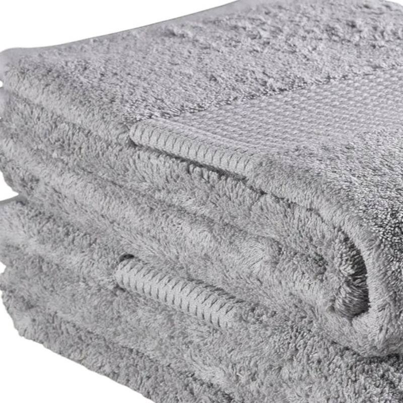 HomeRoots Set of Two Light Gray Cotton 13" X 13" Quick Dry Terry Cloth Washcloths - 13.00' X '13.00' X '1.00