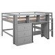 preview thumbnail 14 of 12, Full Size Low Loft Bed with Rolling Portable Desk, Drawers and Shelves, White