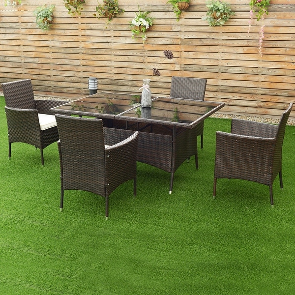 Shop Costway 5PCS Rattan Garden Sofa Set Outdoor Patio ...