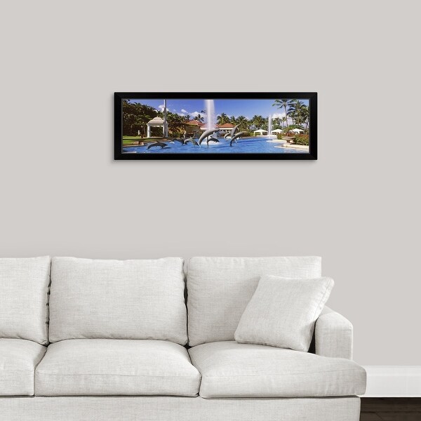 "Dolphin sculptures in a pool, Grand Wailea Resort Hotel And Spa, Maui, Hawaii" Black Framed Print