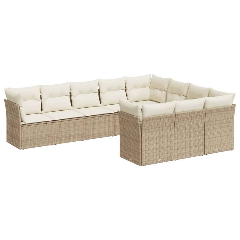 vidaXL Garden Sofa Set Beige PE rattan Large Modular Garden Sofa Set - 24.4 x 24.4 x 27.2