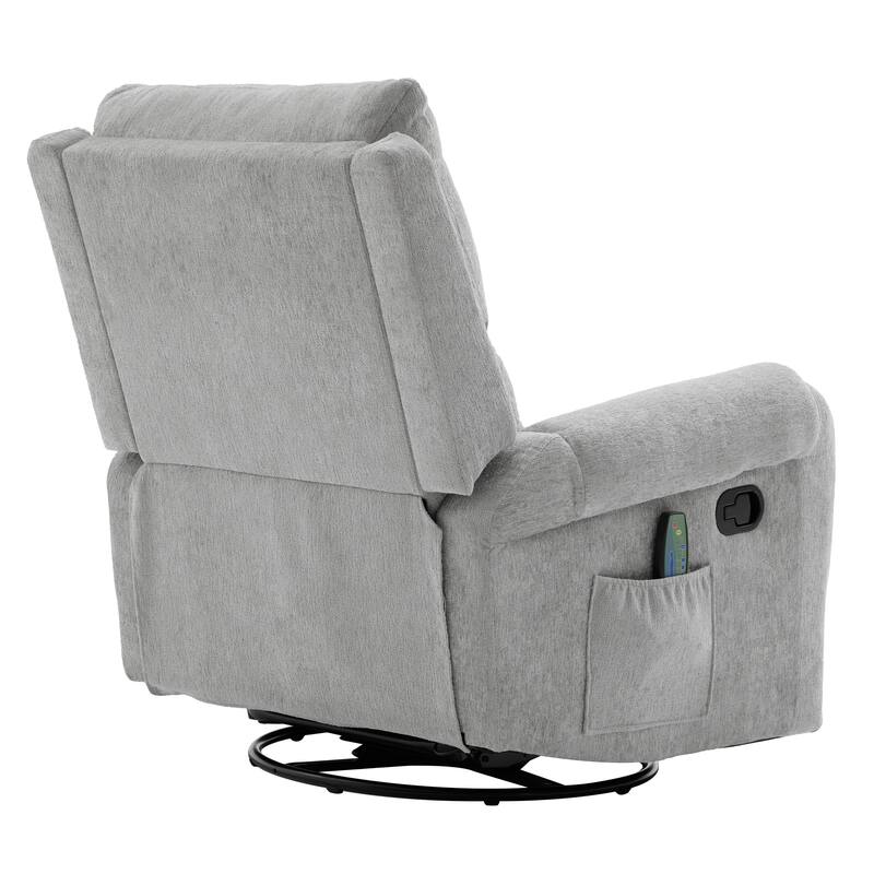Christopher Knight Home - Solara Upholstered Swivel Rocker Recliner Chair with Massage and Side Storage Pocket