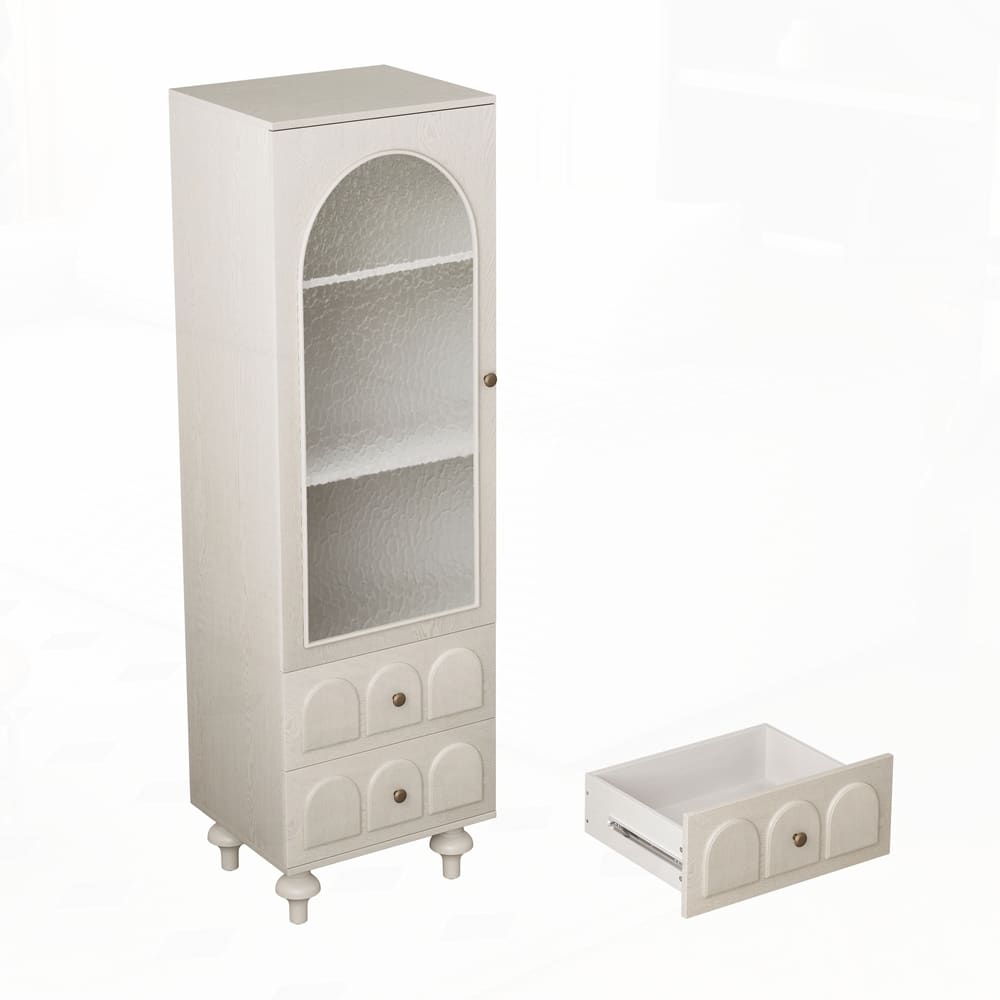 Tall Storage Cabinet Display Cabinet with Tempered Glass Door and an Adjustable Shelf
