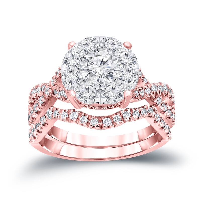 Auriya 1 1/5ctw Round Halo Diamond Engagement Ring 14k Gold