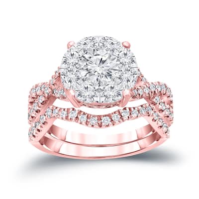 Auriya 1 1/5ctw Round Halo Diamond Engagement Ring 14k Gold