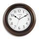 preview thumbnail 1 of 1, Curata Walnut Finish Wood Quartz Wall Clock