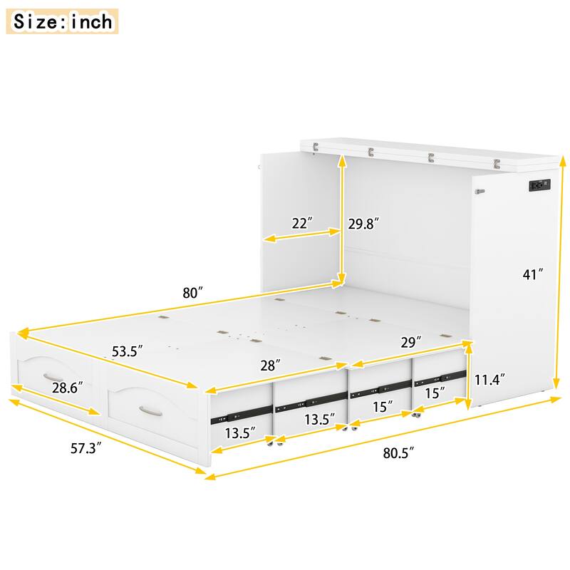 Space-Saving Industrial Murphy Bed Multi-Function Foldable Wall Bed