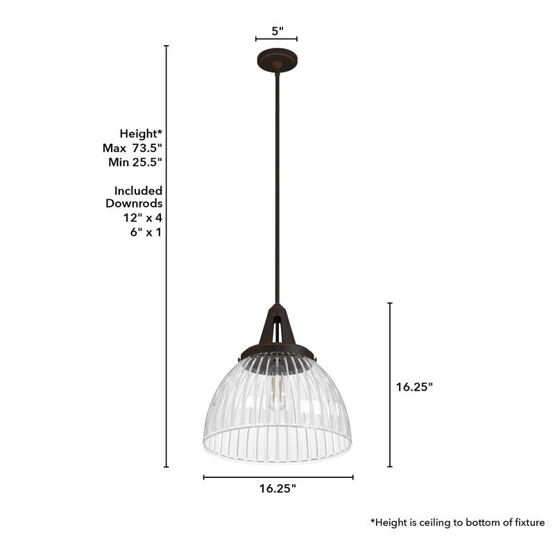 Hunter Cypress Grove 16" 1-Light Pendant - Island, Dining Room, Entry - Industrial, Contemporary, Transitional