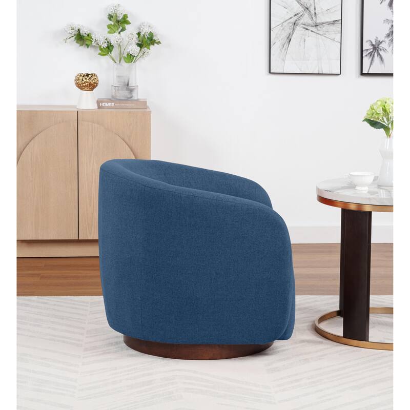 SEYNAR Modern Glam Boucle Fabric Round 360 Degree Swivel Barrel Chair