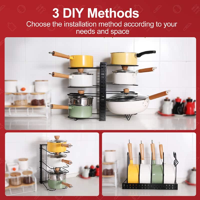 Anmytek Adjustable Kitchen Pot Rack Multi Purpose Storage Organization Shelf