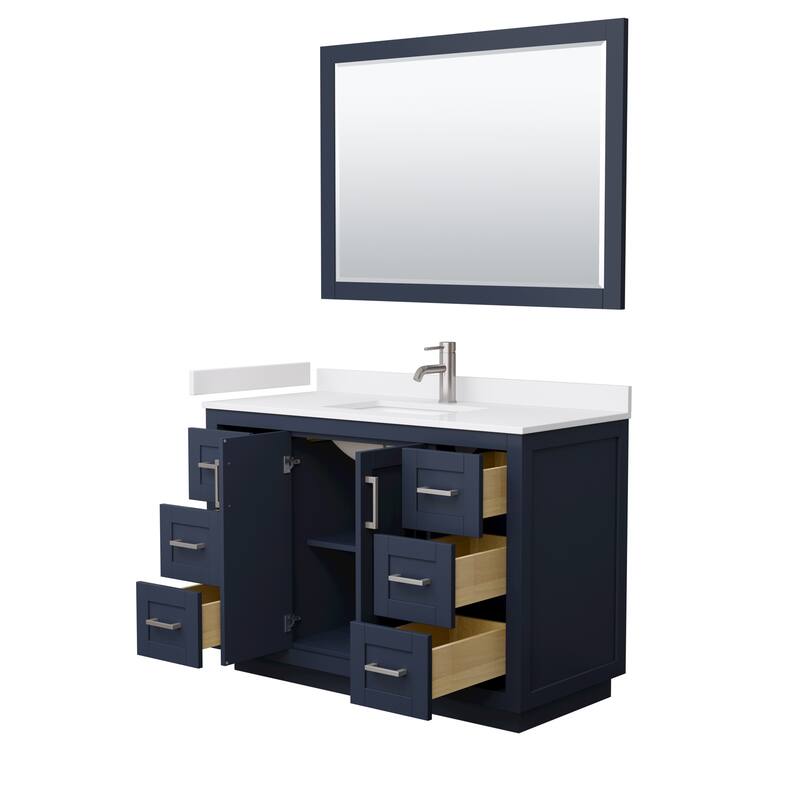 Miranda Single Vanity Set, Cultured Marble Top, 46-Inch Mirror