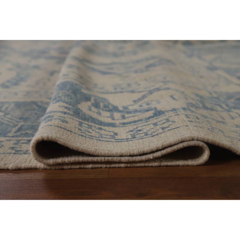 Hand Knotted Oriental 100% Wool Carpet Transitional All-Over Beige & Ivories Oushak Area Rug - 11' 11'' X 9' 3''