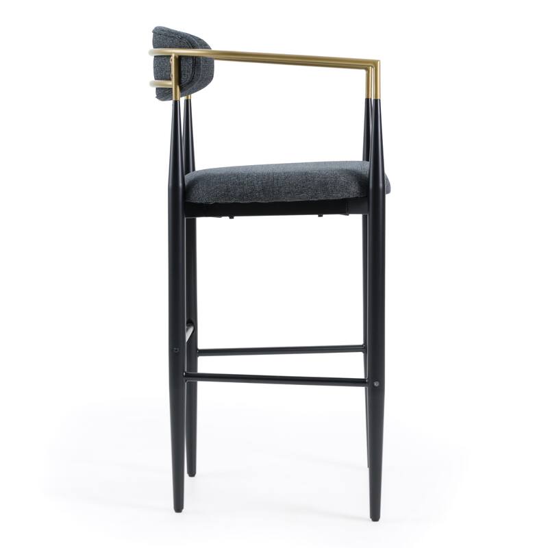Modrest Buchtel Mid-Century Modern Dark Grey, Gold Arm & Black Bar Chair