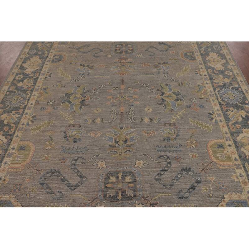 Oushak Turkish Area Rug Handmade Vegetable Dye Grey Wool Carpet - 8'0"x 10'1"