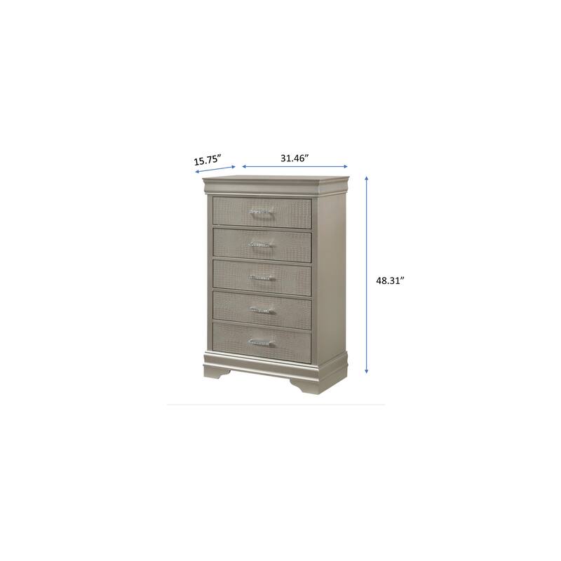 Sigurd Silver Faux Leather Upholstered Tufted Panel Bed