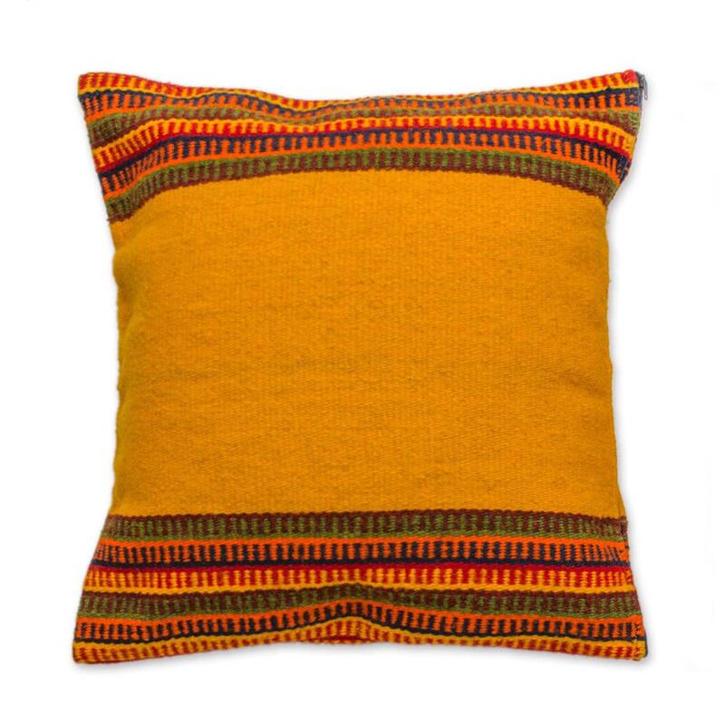 Wool cushion cover, 'Morning Star'