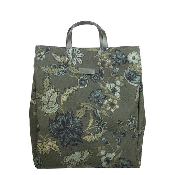 Shop Gucci Unisex Green Canvas Floral Fabric Top Handle Tote Bag 341739 3354 - One size ...