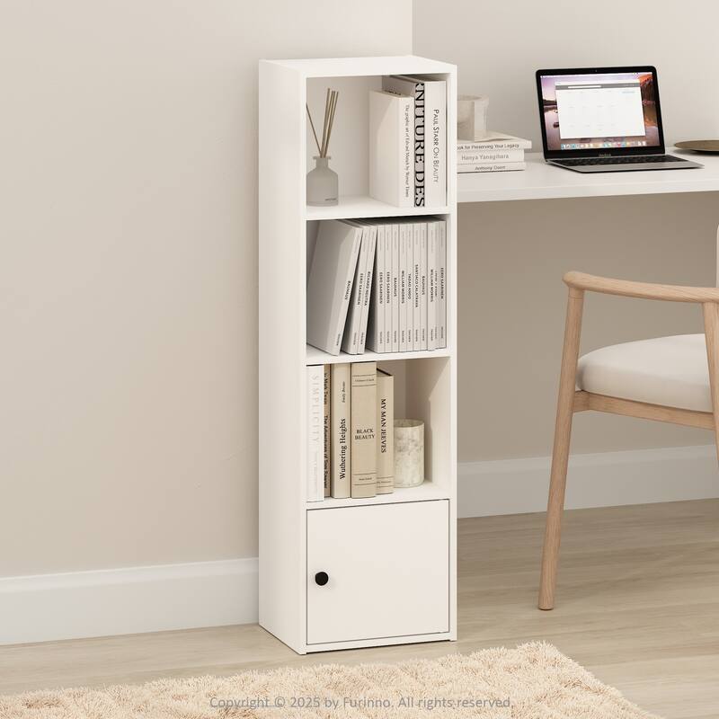 41.77 in. Tall White Wood 3-Shelf Bookcase with Storage Cabinet