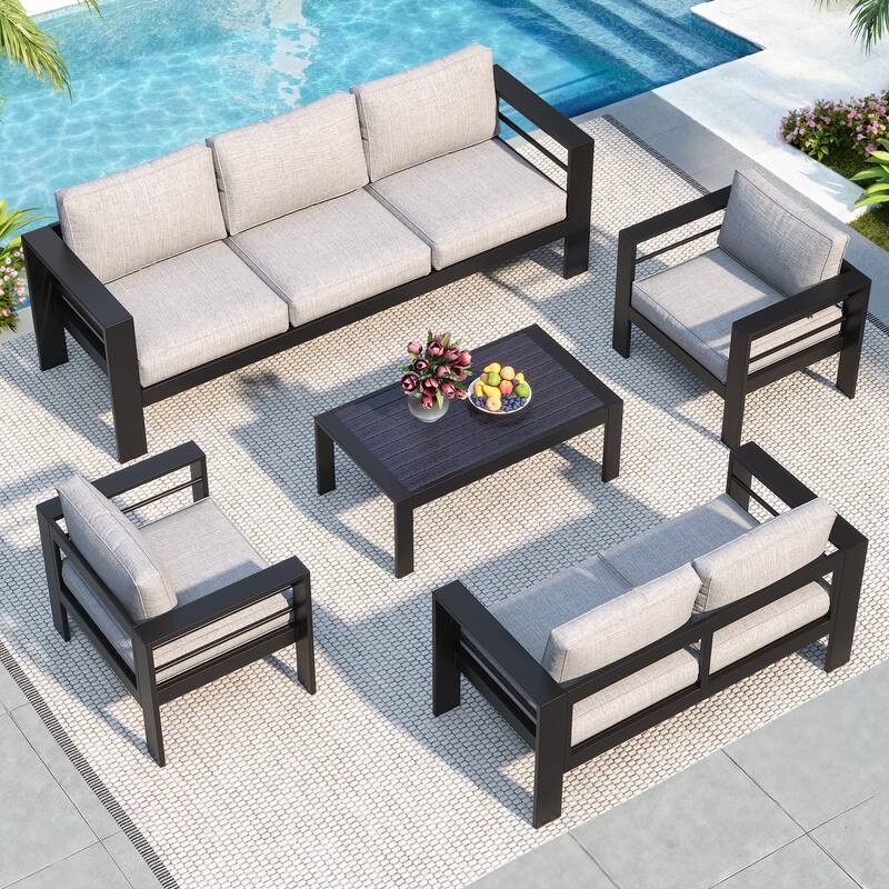 Royalcraft 5 Piece Aluminum Outdoor Sectional Seating Group - Grey