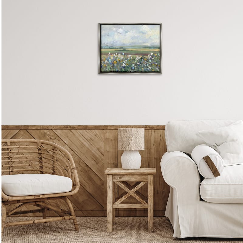 Stupell County Meadow Clouds Overhead Framed Floater Canvas Wall Art Design By Sally Swatland