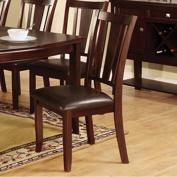 Transitional Side Chair, Cushion, Expresso Finish, Set Of 2