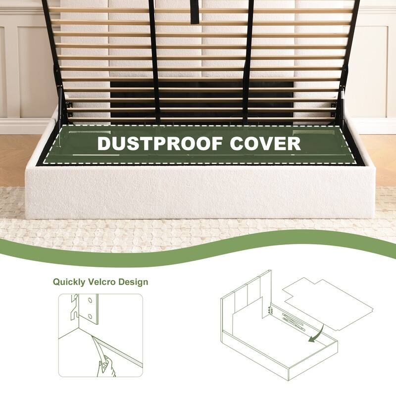 Full Size Lift-Up Storage Bed, White