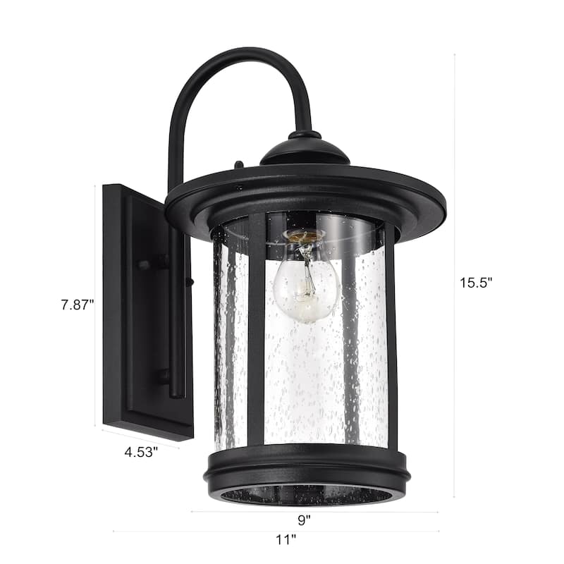 1-light Textured Black Outdoor Wall Lantern