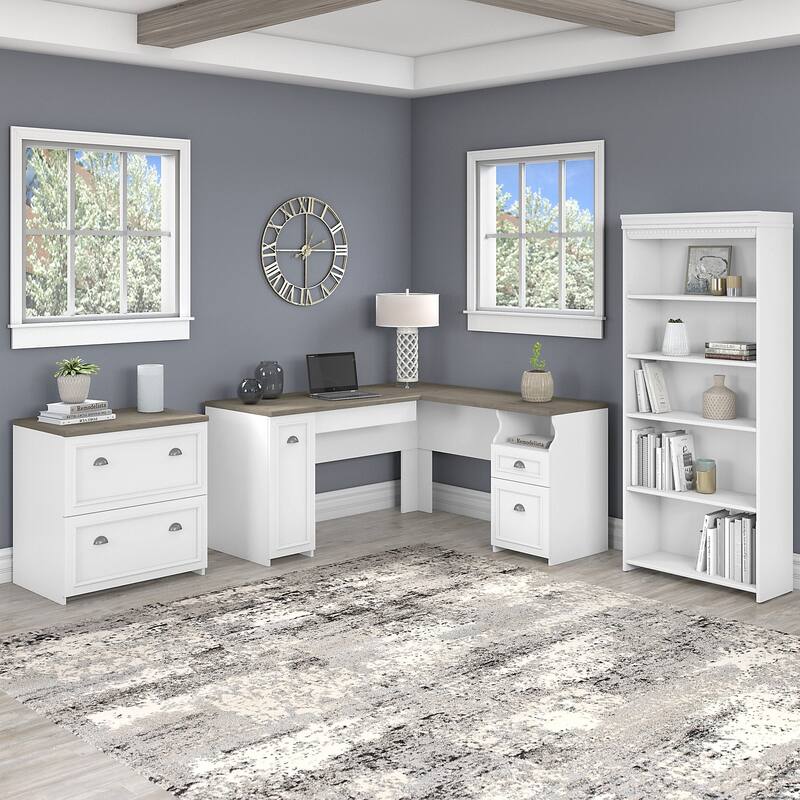 Lshaped Desk with Bookcase and File On Sale Bed Bath