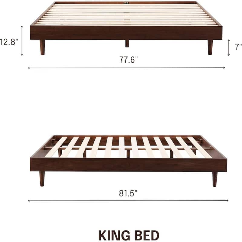 Modern Wooden Platform Bed Frame with Floating Design
