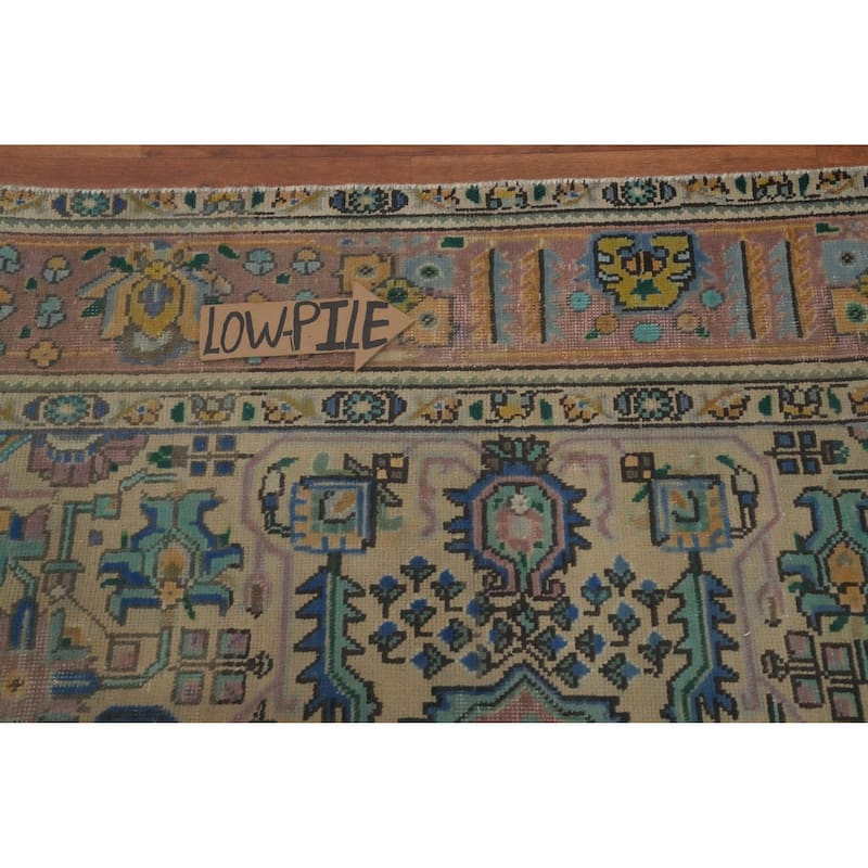 Hand Knotted Oriental 100% Wool Carpet Traditional Medallion Peach Tabriz Area Rug - 9' 6'' X 6' 7''