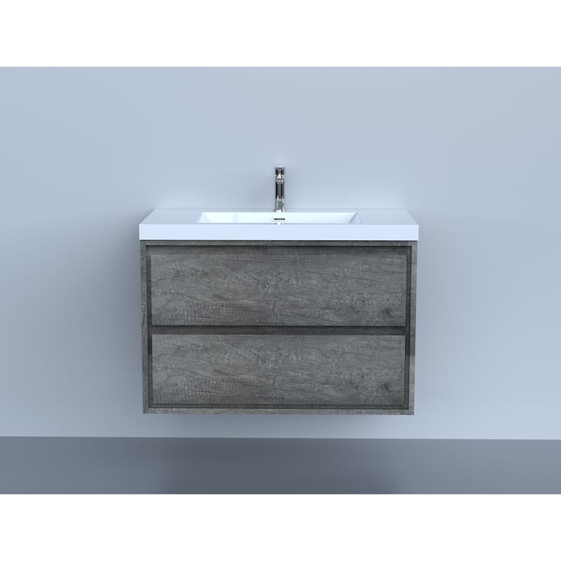 Sage 36" wall mounted bathroom vanity with single basin acrylic top