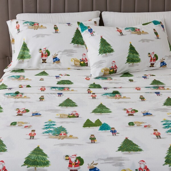 Linery Co. Christmas Turkish Cotton Double Brushed Flannel Bed Sheet Set On Sale Bed Bath Beyond 32254139