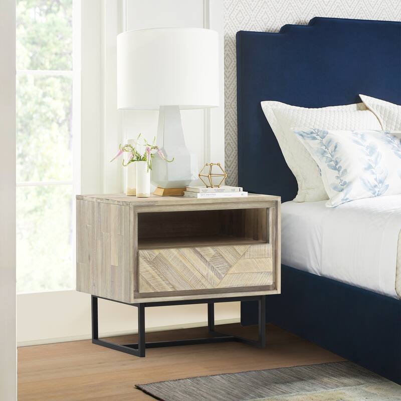 Peridot 1 Drawer Nightstand in Natural Acacia Wood