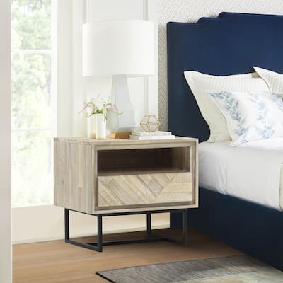 Peridot 1 Drawer Nightstand in Natural Acacia Wood
