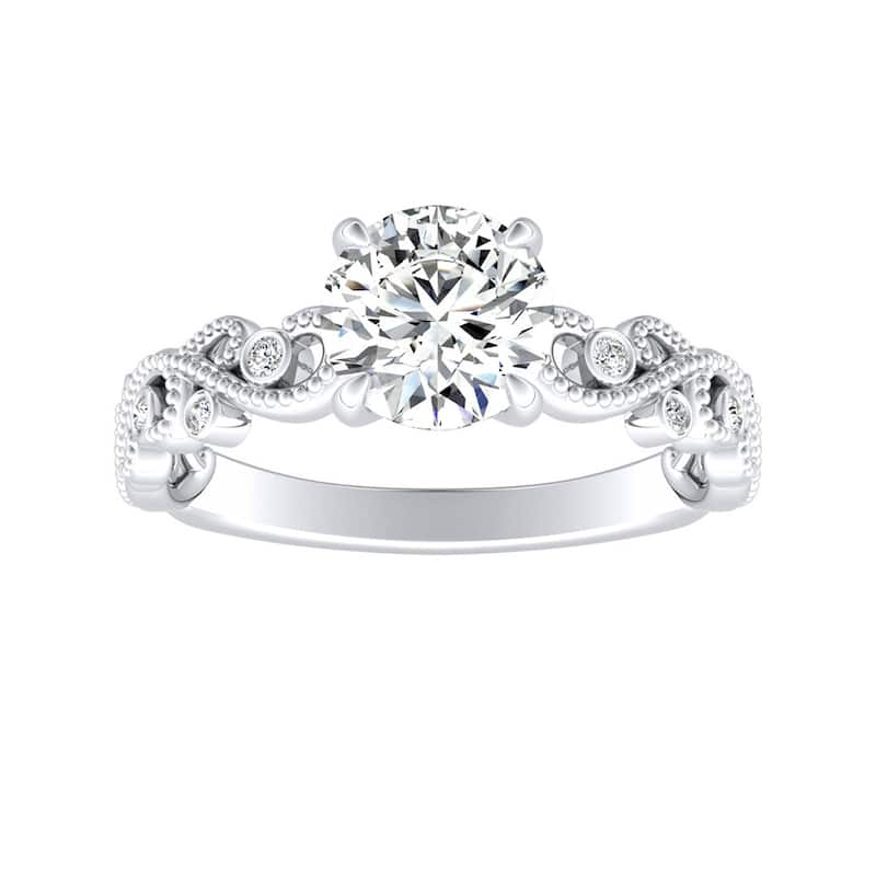 Auriya 14k Gold 3/4ct TW Vintage Moissanite and Diamond Engagement Ring 1/10cttw