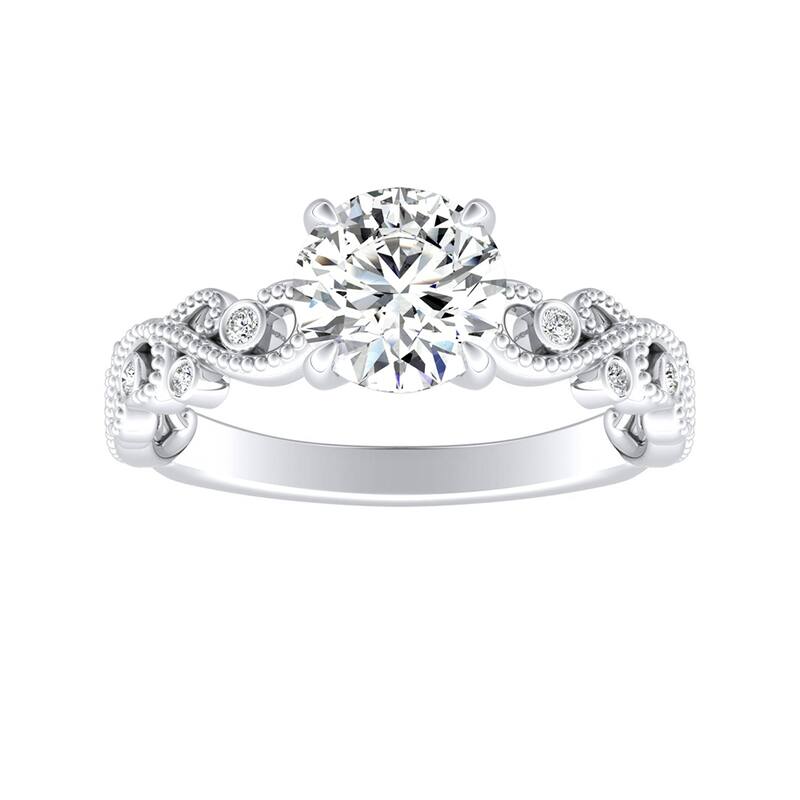 Auriya 14k Gold 1/2ct TW Vintage Moissanite and Diamond Engagement Ring 1/10cttw - White - 8.5