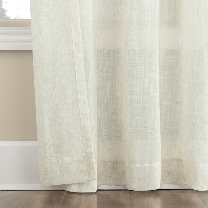 No. 918 Waverly Linen Blend Sheer Tab Top 1-Piece Curtain Panel, Single Panel