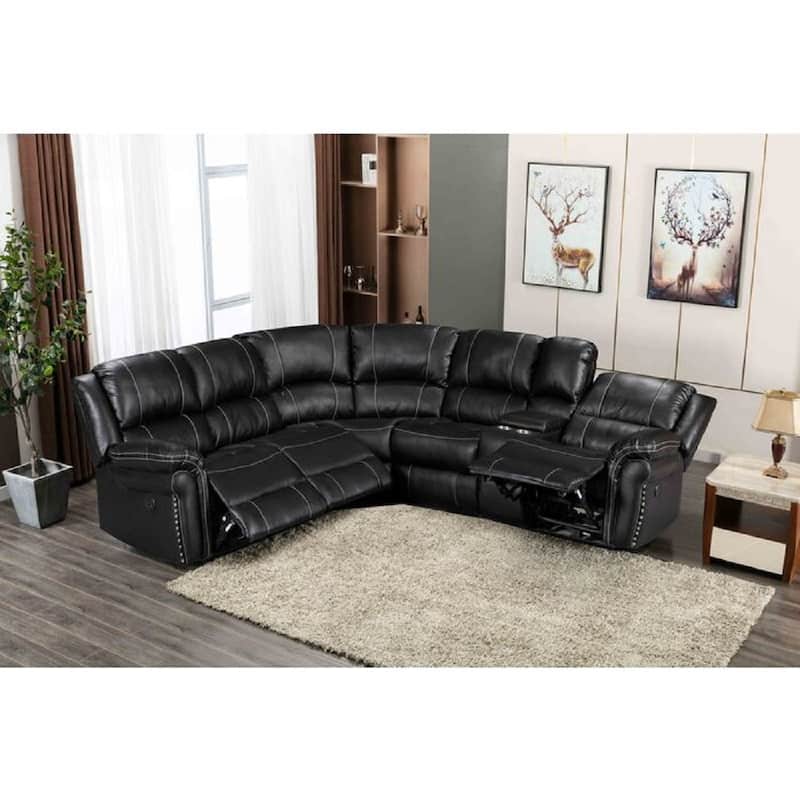 Modern Electric-Powered Reclining Modular Sectional Sofa with USB - Black