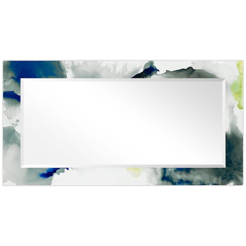 Ephemeral Rectangular Beveled Mirror on Free Floating Printed Tempered Art Glass - Clear - 54" x 28"